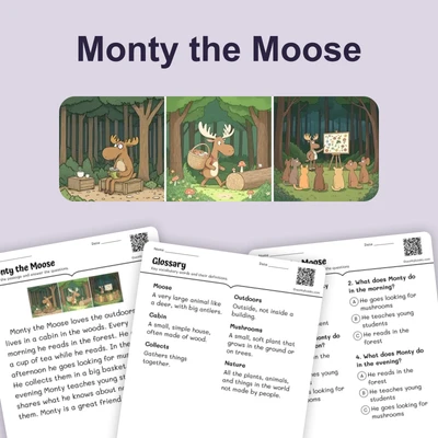 Monty the Moose - reading educational content