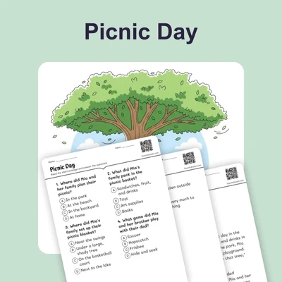 Mia's Picnic Day -Short Story - reading educational content