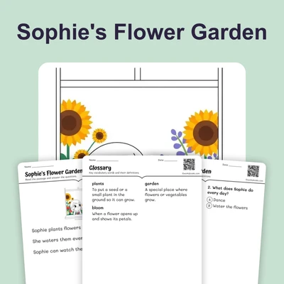 Sophie's Garden Flower-Short Story - reading educational content