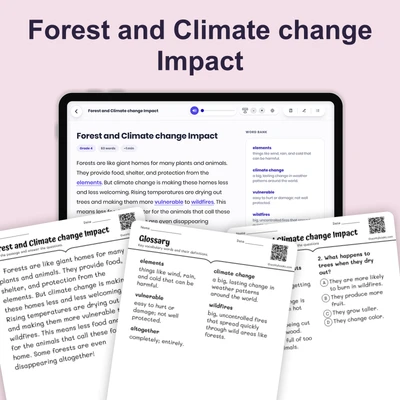Forest and Weather and Climate Impact - reading educational content