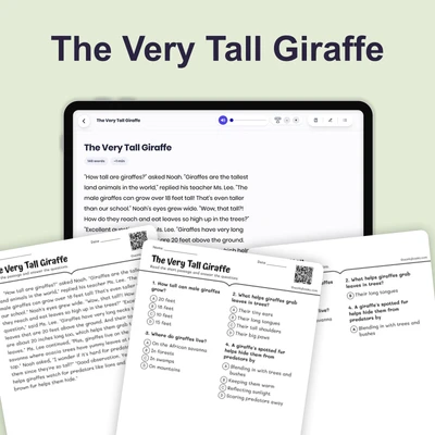 The Very Tall Giraffe - reading educational content