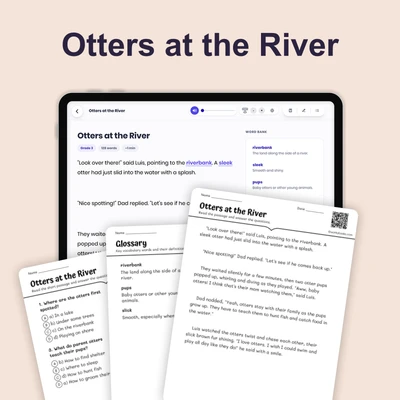 Otters at the River - reading educational content