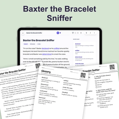 Baxter the Bracelet Sniffer - reading educational content