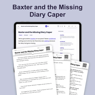 Baxter and the Missing Diary Caper-Short Story - reading educational content