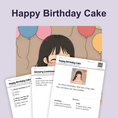 Happy Birthday Cake - reading educational content