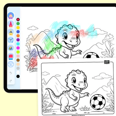Dino's Soccer Superstar Moment - coloring educational content