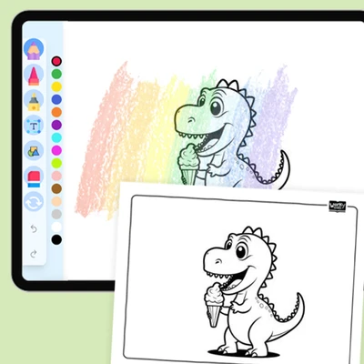 Dino's Ice Pop Treat - coloring educational content