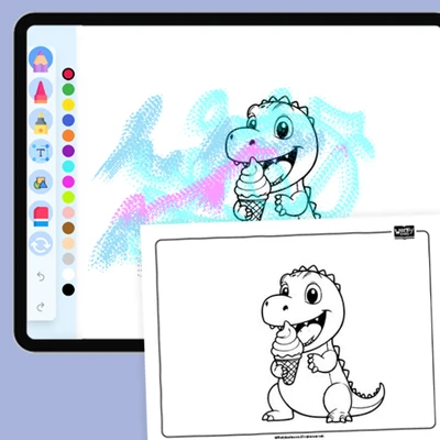 Dino's Delicious Ice Cream - coloring educational content