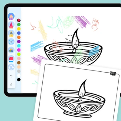 Diwali Diya Lamp Illumination - coloring educational content