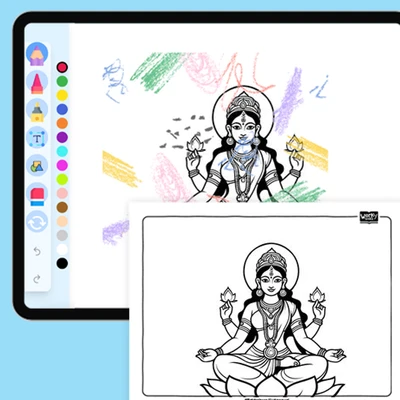 Goddess Lakshmi Divine Blessing - coloring educational content