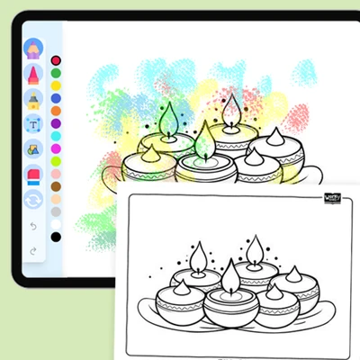 Light a Diya - coloring educational content