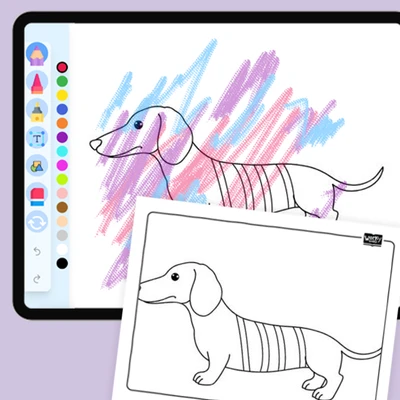 Dachshund in Yarn - coloring educational content
