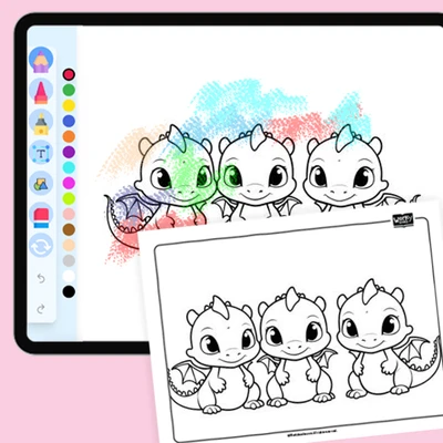 Three Baby Dragons - coloring educational content