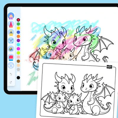Dragon Family - coloring educational content