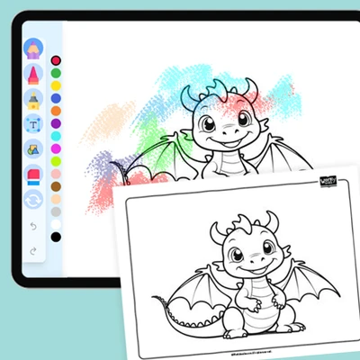 Friendly Dragon - coloring educational content