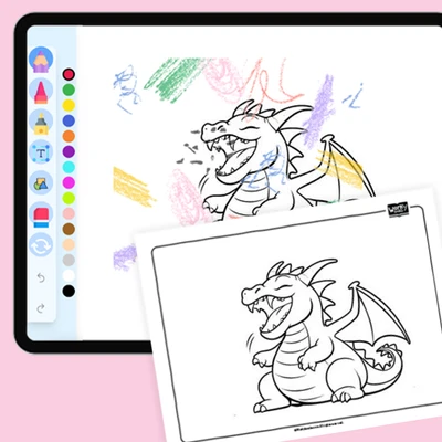 Yawning Dragon - coloring educational content