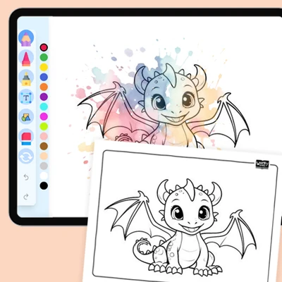 Adorable Baby Dragon - coloring educational content