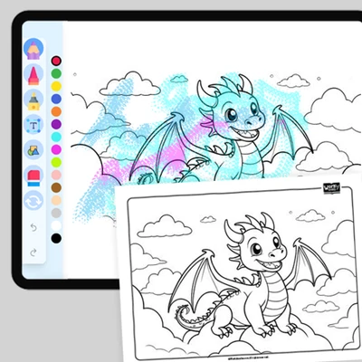 Dragon in the Sky - coloring educational content