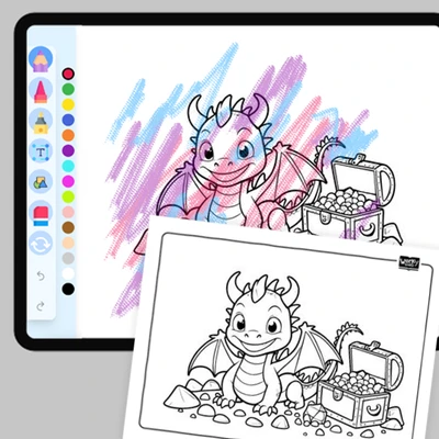 Dragon and Treasure - coloring educational content