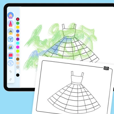 Rainbow Twirl Dress - coloring educational content