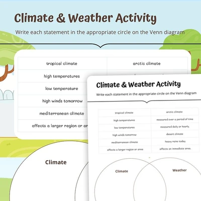 Climate and weather activity - worksheet educational content