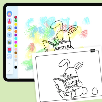 Bunny Reading Easter Story - coloring educational content