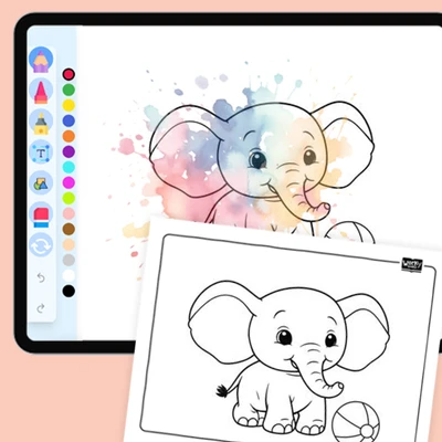 Elephant Calf Playing Ball - coloring educational content
