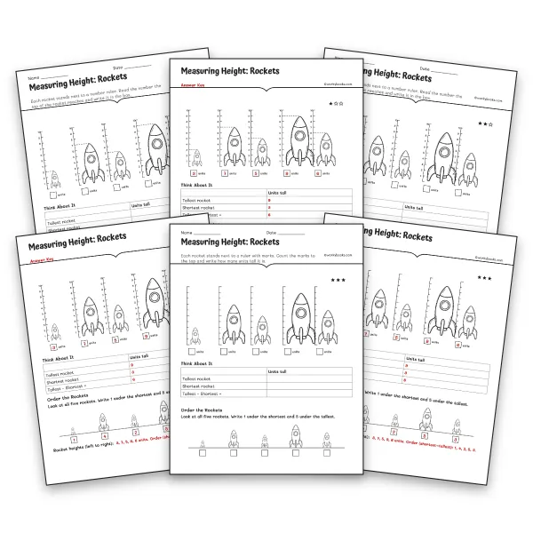 Measuring Height: Rockets - worksheet educational content