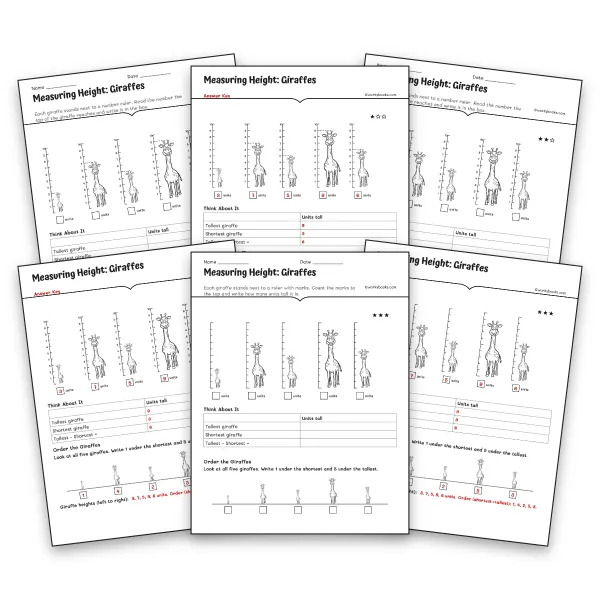 Measuring Height: Giraffes - worksheet educational content