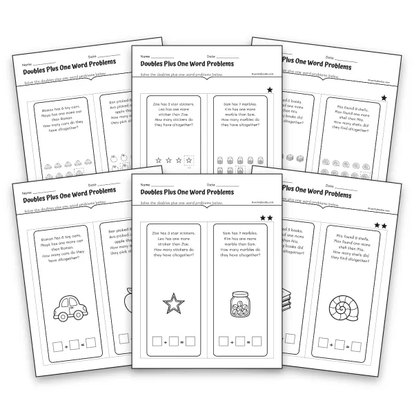 Doubles Plus One Word Problems - worksheet educational content