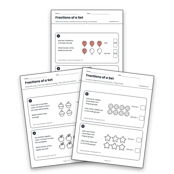 Fractions of a Set - worksheet educational content