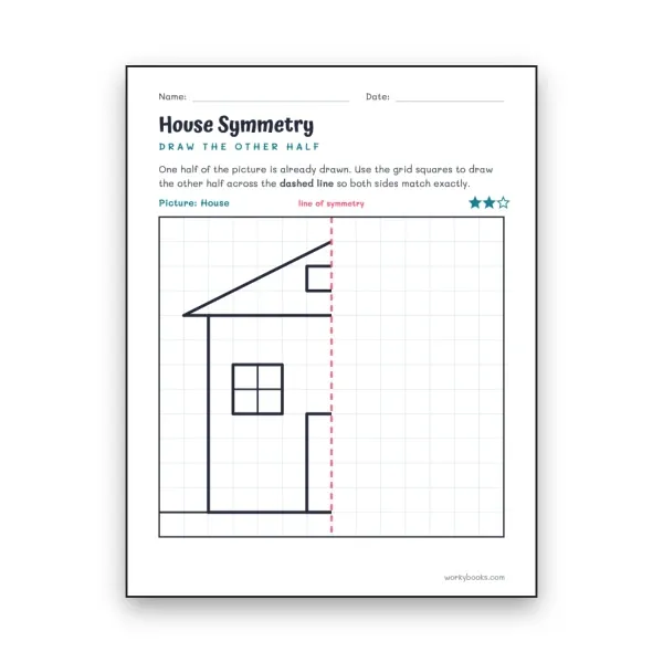House Symmetry - worksheet educational content
