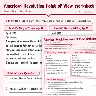 American Revolution - Point of View - worksheet educational content
