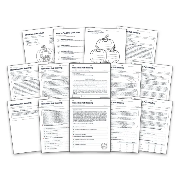 Main Idea: Fall Reading - worksheet educational content