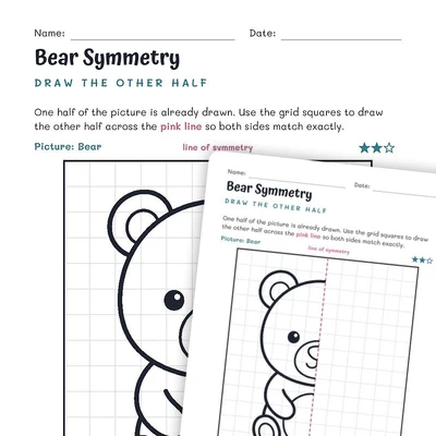 Bear Symmetry Worksheet – Draw the Other Half - worksheet educational content