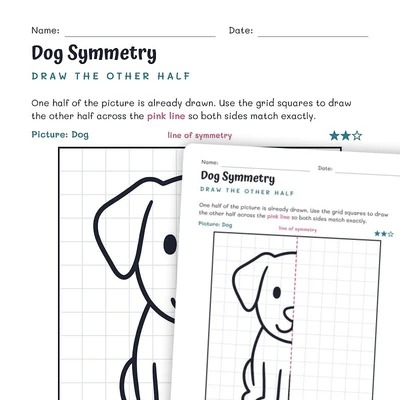 Dog Symmetry Worksheet – Draw the Other Half - worksheet educational content