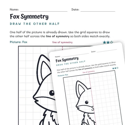 Fox Symmetry Worksheet – Draw the Other Half - worksheet educational content