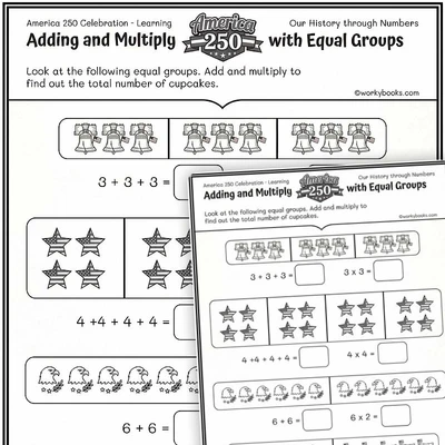 Adding and Multiplying with Equal Groups AM250 - worksheet educational content