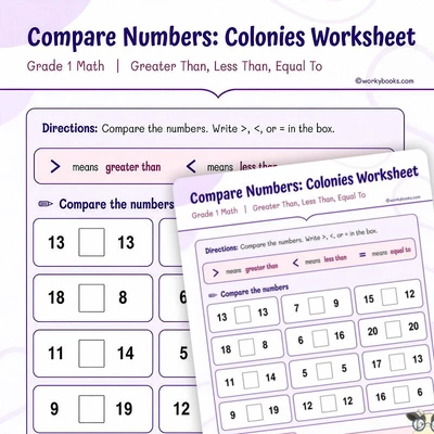 Compare Numbers: Colonies Worksheet - worksheet educational content