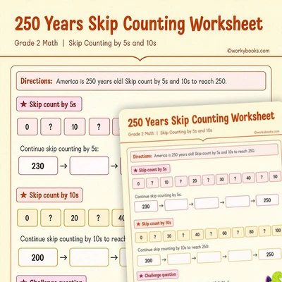 250 Years Skip Counting Worksheet - worksheet educational content