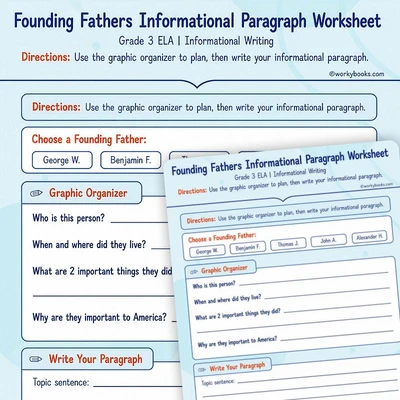 Founding Fathers Informational Paragraph - worksheet educational content