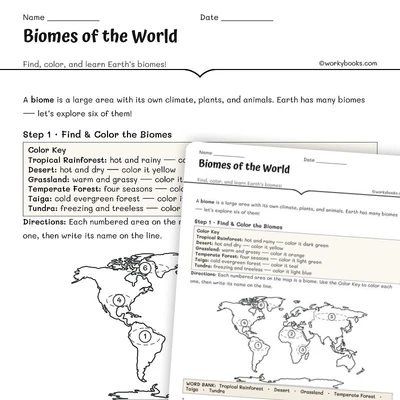 Biomes of the World - worksheet educational content