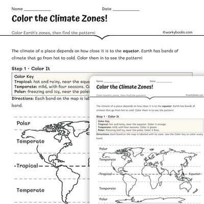 Color the Climate Zones - worksheet educational content