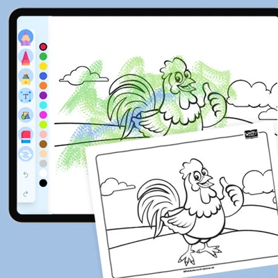 Farm Animal Rooster - coloring educational content