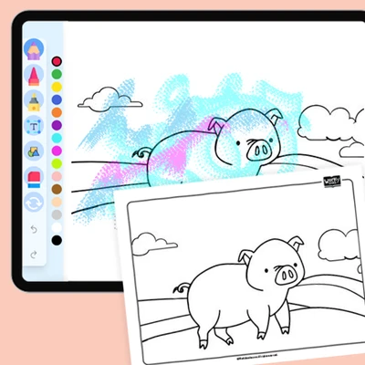 Farm Animal Pig - coloring educational content