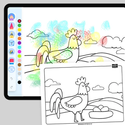 Farm Animal  Chicken - coloring educational content