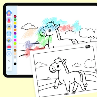 Farm Animal Horse - coloring educational content