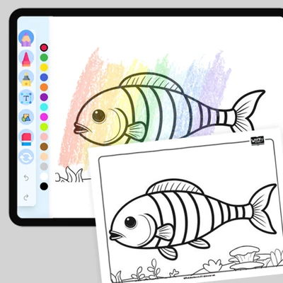 Striped Fish - coloring educational content