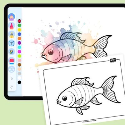 Rainbow Rays Fish - coloring educational content