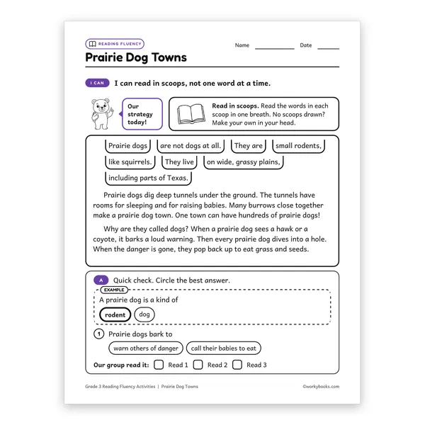 Prairie Dog Towns worksheet for grade 3